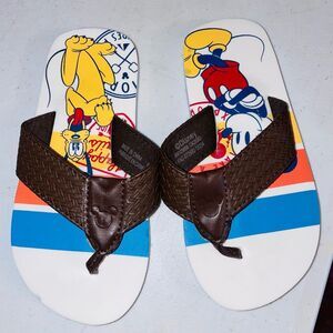 Disney Parks Mickey Mouse Pluto Flip Flop Sandals Kids sz 9 brown shoes